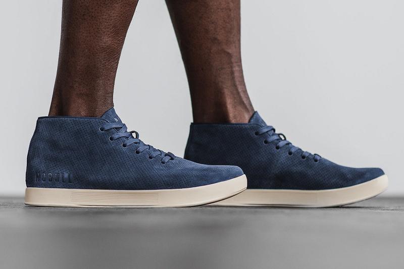 Navy Nobull Ivory Suede Mid Men's Trainers | CA L1409I